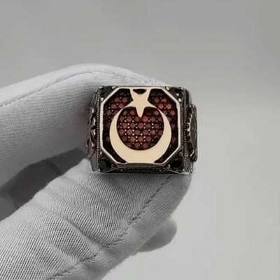Handmade Sterling Silver Garnet Ring - Celestial Moon Star Jewelry - Hand Made