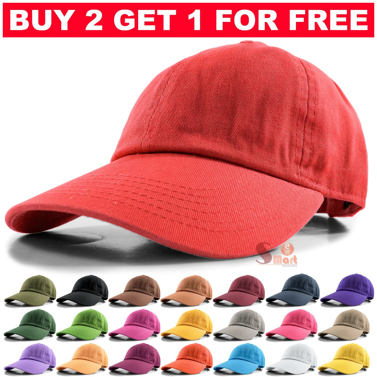 Washed Cotton Adjustable Cap Mens Womens