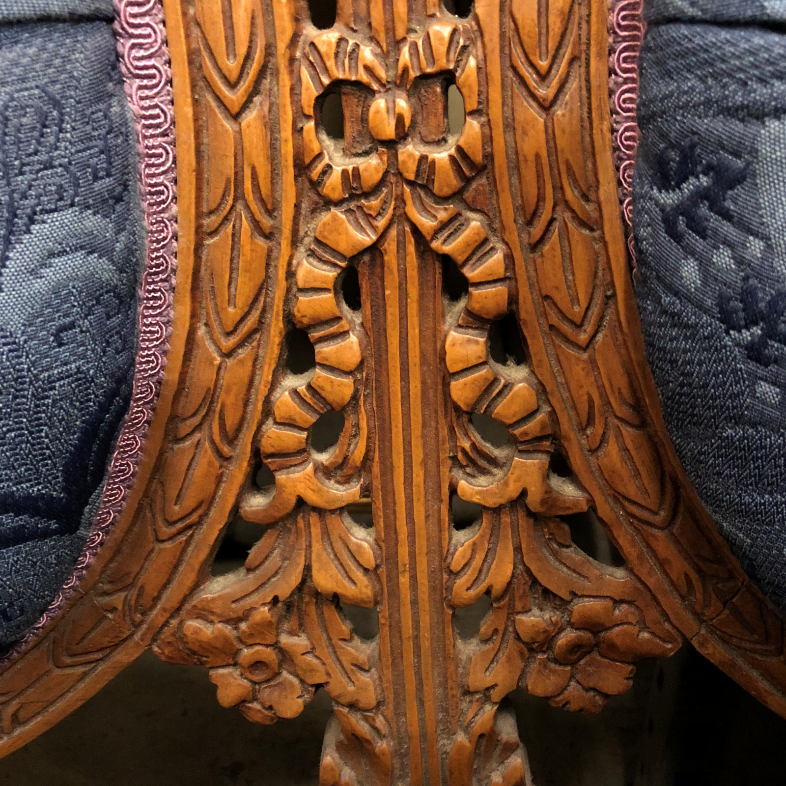 Vintage Hand Carved Wooden Settee 1940's