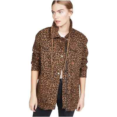 NWT DL1961 Howard Street Leopard Jaguar Utility Jacket Coat Tan Brown Animal