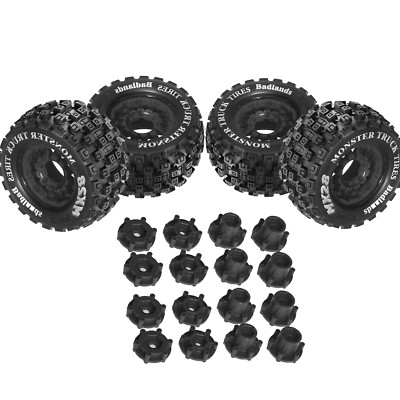 4 X Bigfoot Tires 12mm/14mm Hub for 1/10 MX28 RC Badlands Monster Truck Black