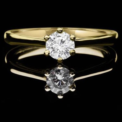 Pre-owned Pucci 1.50 Round Synthetic Moissanite Engagement Wedding Promise Ring 14k Yellow Gold In White/colorless