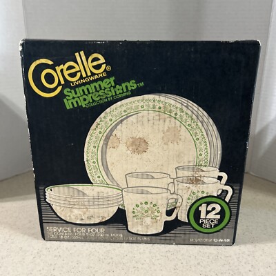 CORELLE SUMMER IMPRESSIONS BY CORNING '' HONEYDEW ''  12 PC. SET   12-W-141   NIB