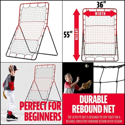 PitchBack Baseball Softball Pitching Net and Rebounder Kicks Back Balls Strike