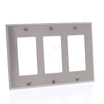 Cooper ANTIMICROBIAL 3-Gang Stainless Steel Decorator Wallplate Cover GFCI GFI