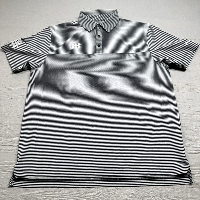 Under Armour Shirt Mens Large Gray Black Loose Striped Heatgear Coca Cola Logo