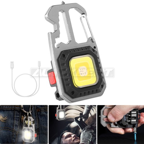 AUTOXBERT 2 Pack COB Keychain Work Light - 1000LM Rechargeable, 7 Modes, With Screwdriver & Bottle Opener