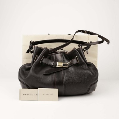 BURBERRY ミニシルトヘルチャムショルタハック 【関税込】 Burberry Brown Leather Hobo Tote and Shoulder Bag 3801199