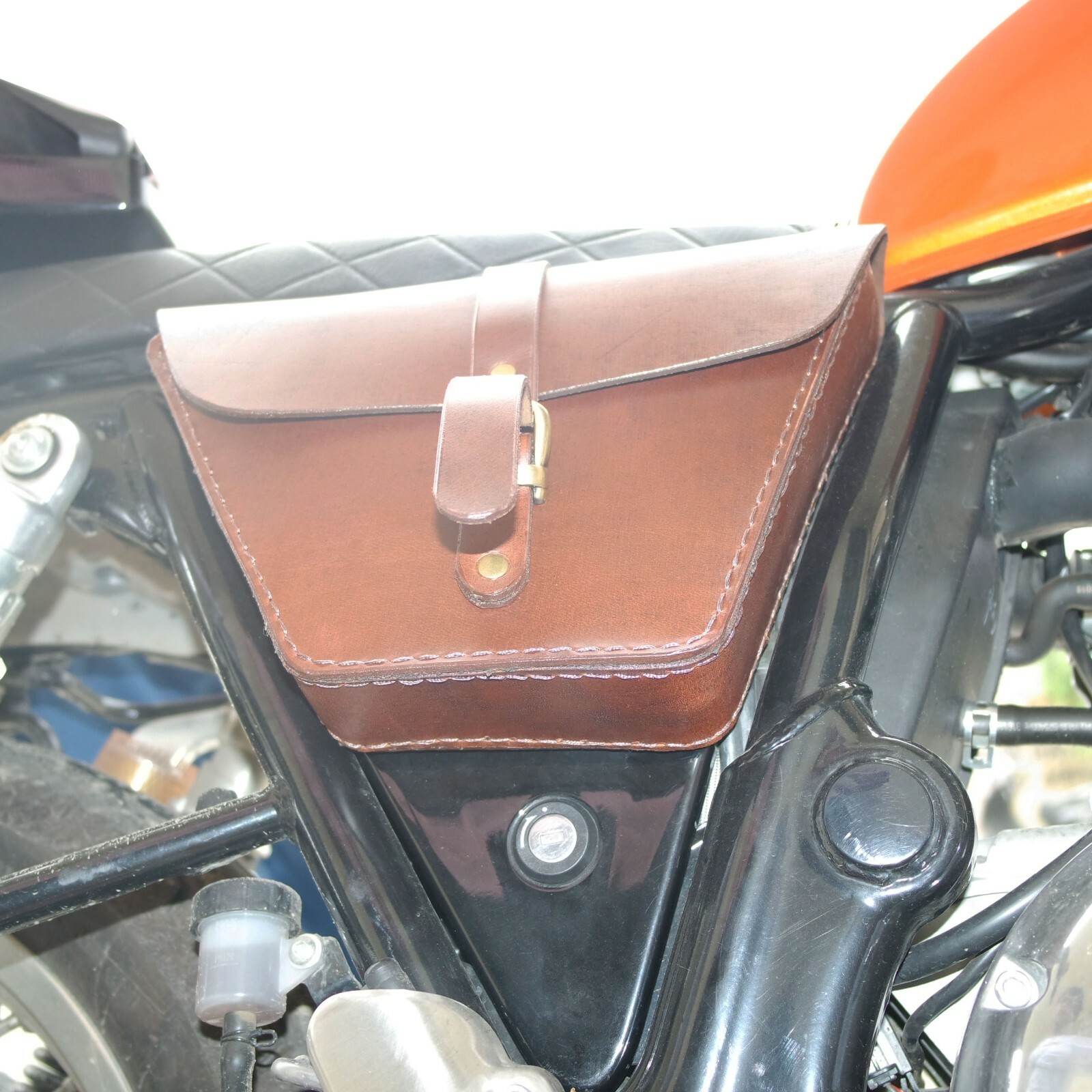 Fits Royal Enfield Interceptor Genuine Leather Tan colour Tool Box 