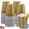 Zubebe 100 Pack 18oz Gold Graduation Cups, Disposable Plastic Cups Large Drinking for Wedding, Graduation Party, Beer Taste Serving, Snacks Samples and Tastings