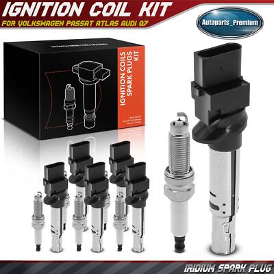 6x Ignition Coil & IRIDIUM Spark Plug Kits for Volkswagen Passat Atlas Audi Q7