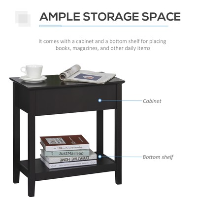 Modern Freestanding Countertop Side Table with Swing Hinge Storage Compartment