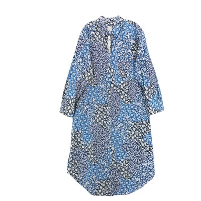 NWT ANTHRO MAEVE Soren Long Sleeve Midi Shirt Dress Sapphire Blue Floral XL