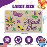 Moucuny Mardi Gras Doormat Indoor Outdoor 17'' x 29'' Mardi Gras Mask Front Door Mat Washable Non Slip Backing Rubber Floor Rug for Porch Entry Stair Kitchen Bathroom Decor