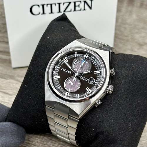 Pre-owned Citizen New✅titanium✅  Eco-drive Brycen Chronograph Silver Men's Watch Ca7090-52e