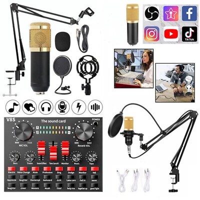 Home Studio Recording Kit Podcast Music Mixer Equipment Condenser Microphone Set
