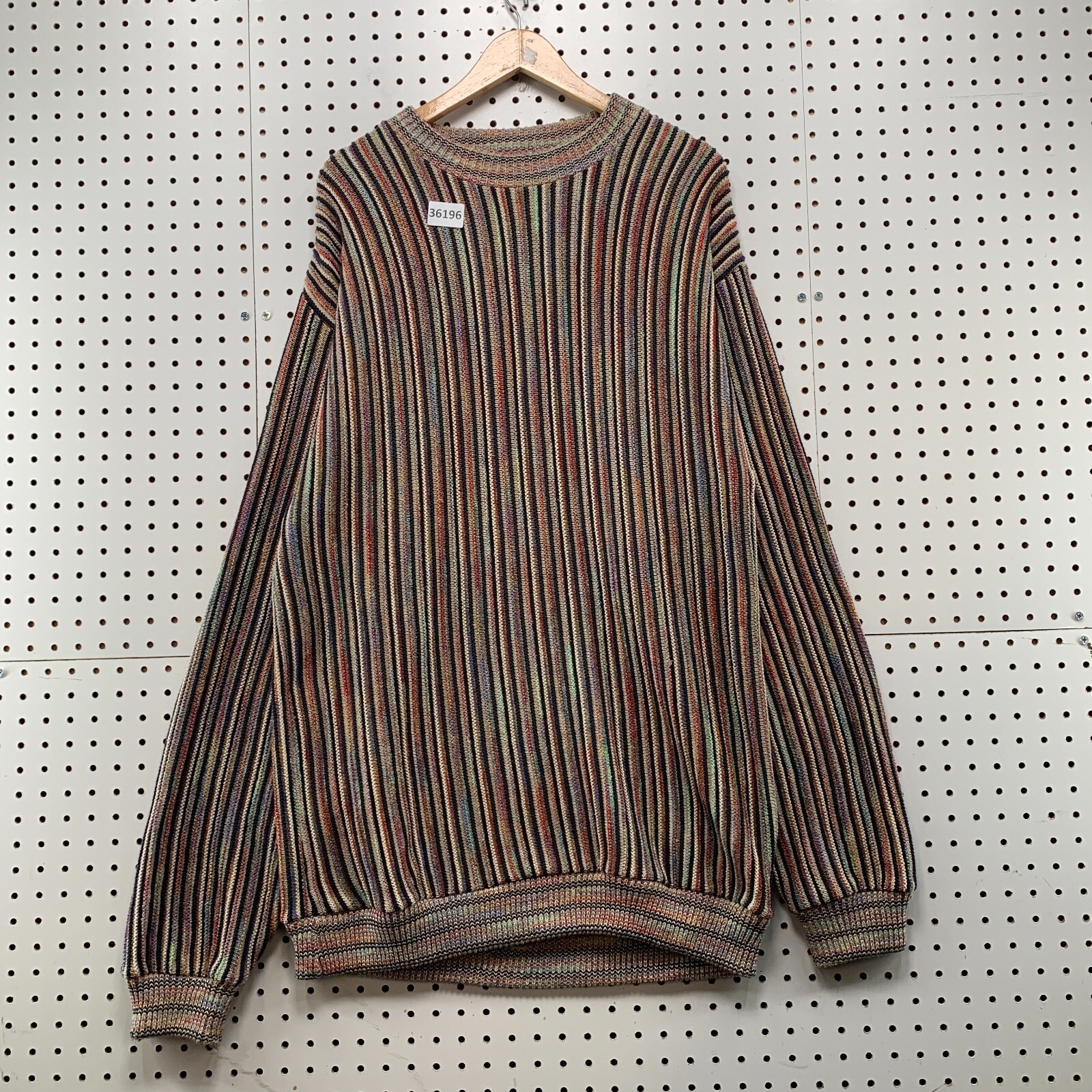 VTG 90s Megalos 3D Coogi Knit Striped Sweater Men Large Tall