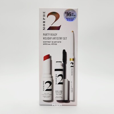 MORPHE 2 Party Ready Mascara Lipstick Eyeliner Set Pink Pucker Gold Rush 