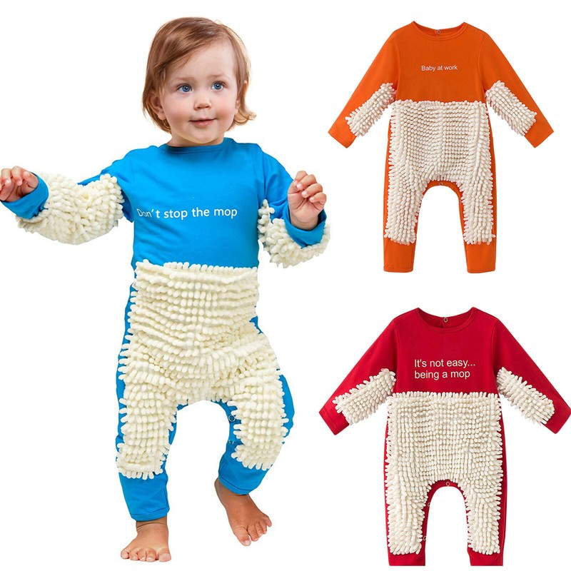Baby Romper Newborn Clothes Crawling Jumpsuit Infant Kids Cleaning Mop Suit