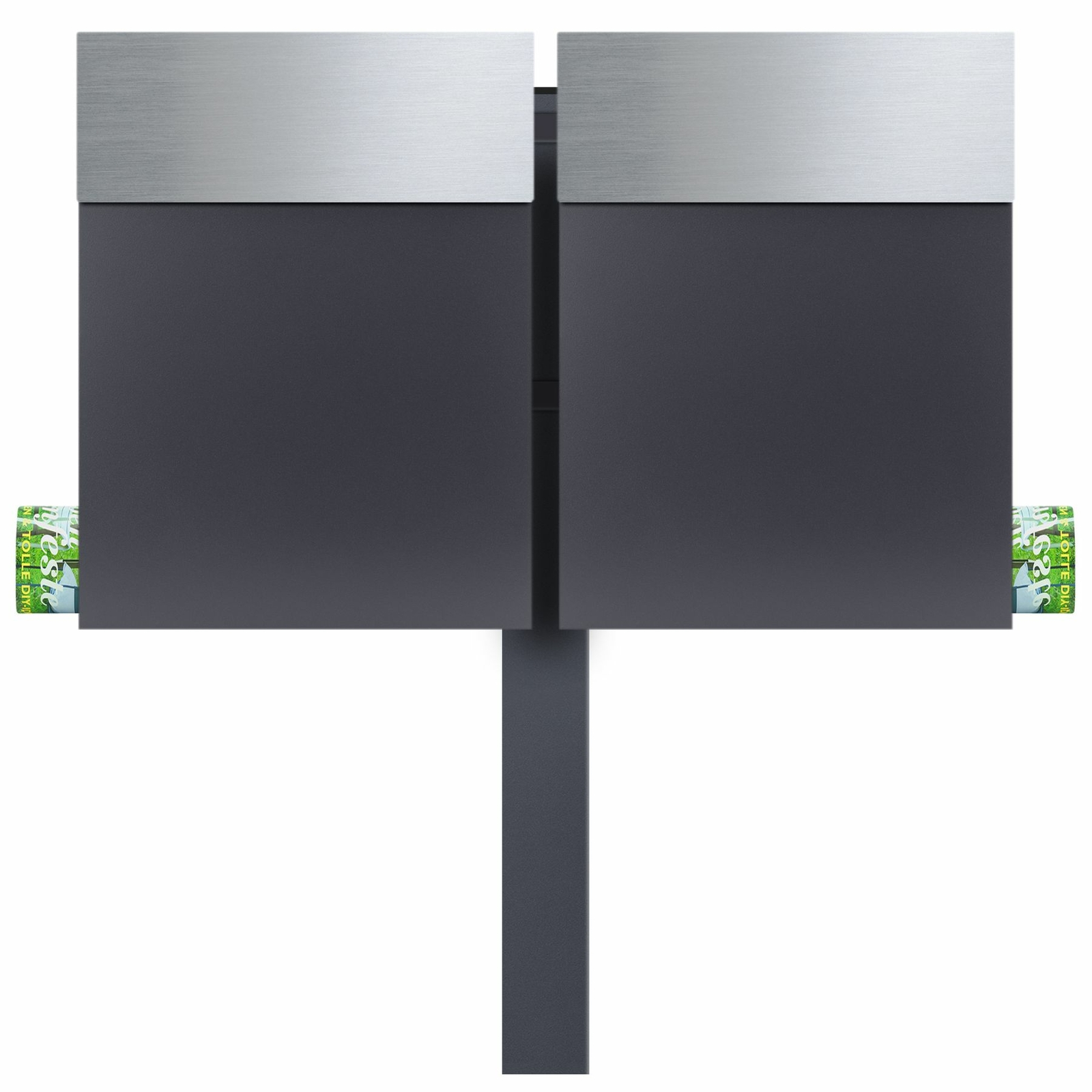 MOCAVI SBox 510 Doppel-Briefkasten freistehend Zeitungsfach edelstahl anthrazit 