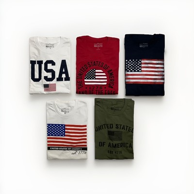 Men's Patriotic USA American Flag T-Shirts Sizes S-3XL 100% Cotton
