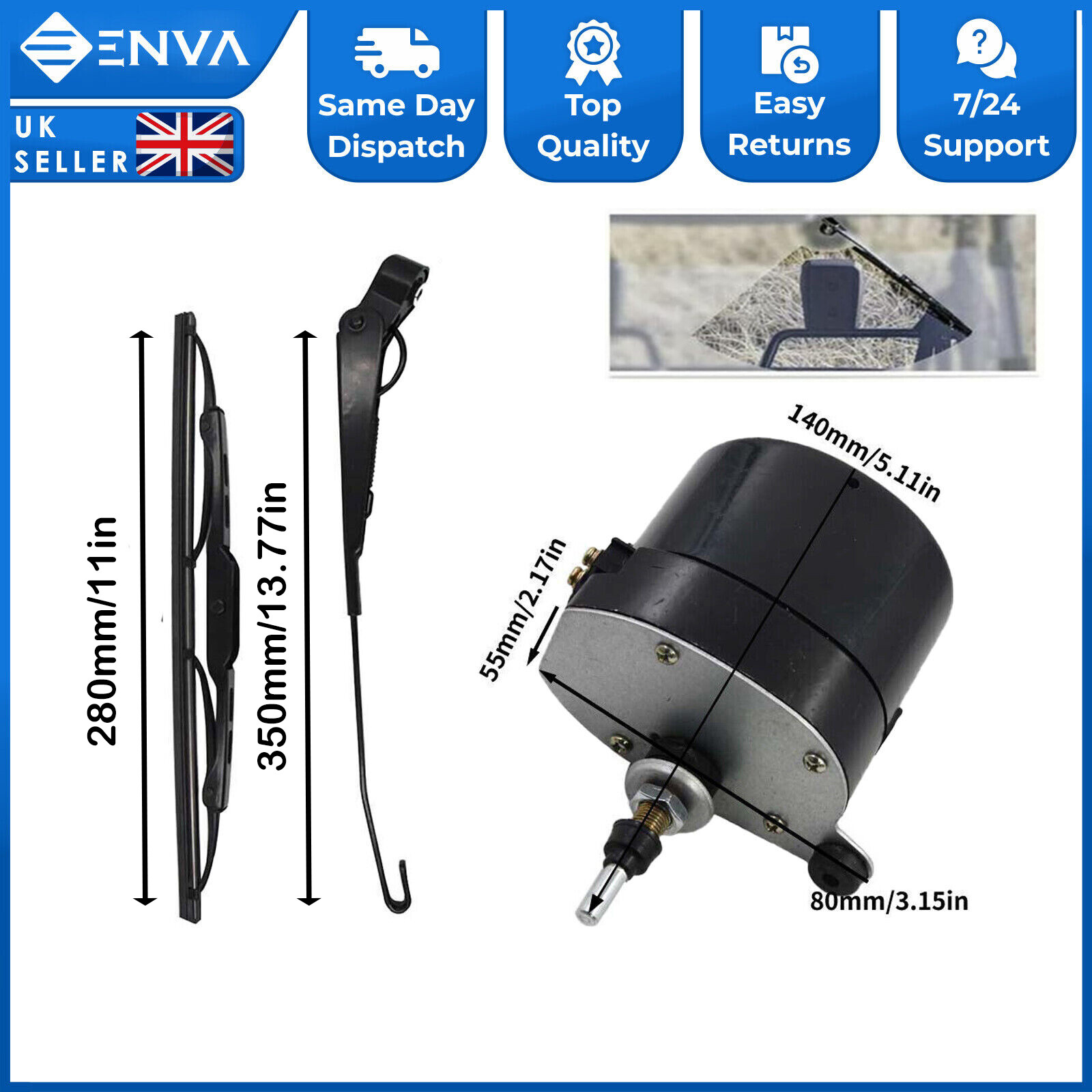 12V Universal Windscreen Wiper Motor with Arm and Blade for Fishing-Boat Caravan