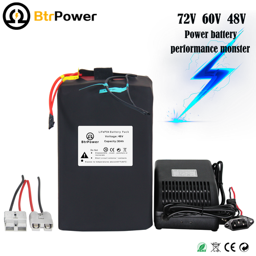 Ebike Battery 72V 60V 52V 48V Lithium L-ion/Lifepo4 20AH/30Ah/35A/40AH/50A/60A