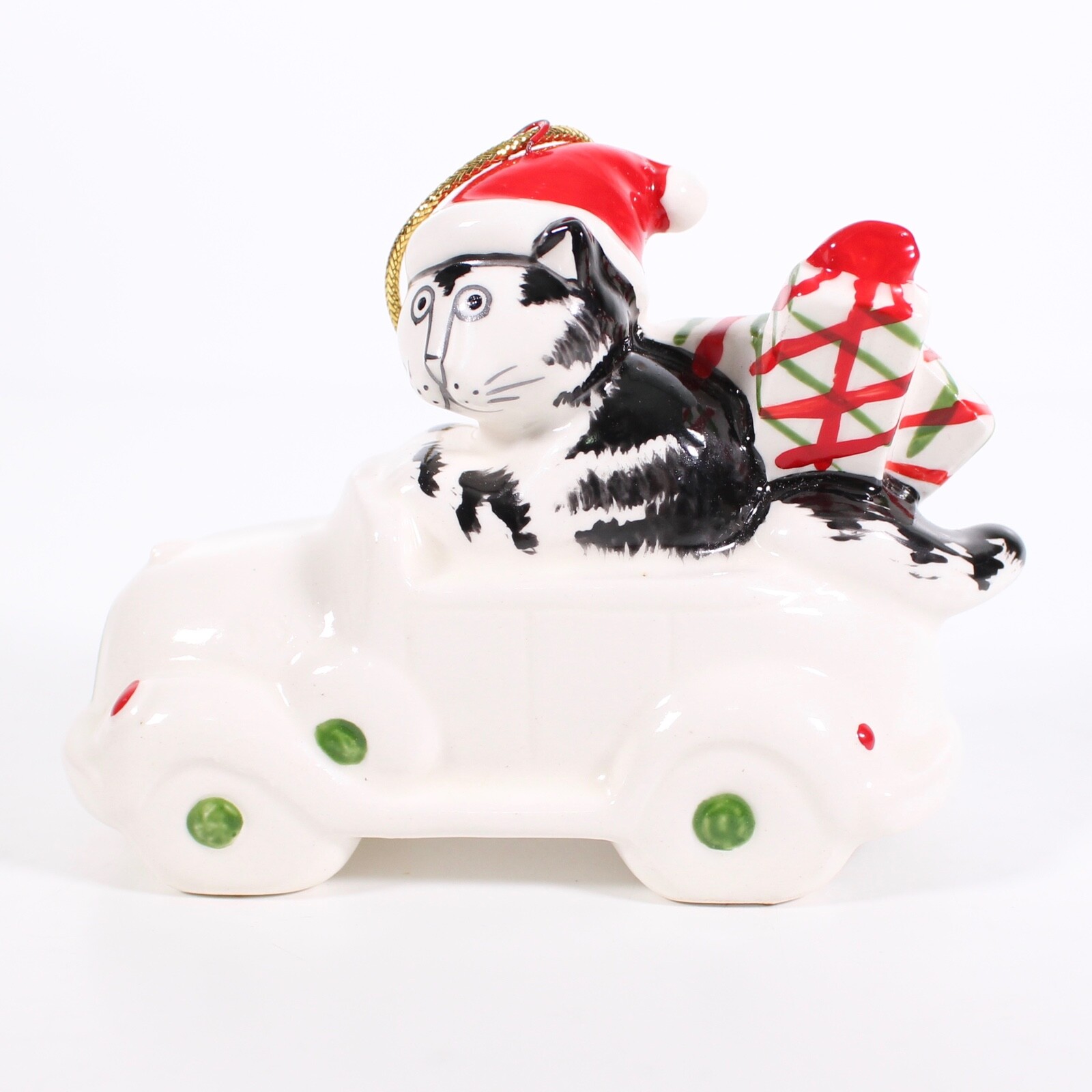 Vintage B. Kilban Cat In Car Christmas Ornament 1981