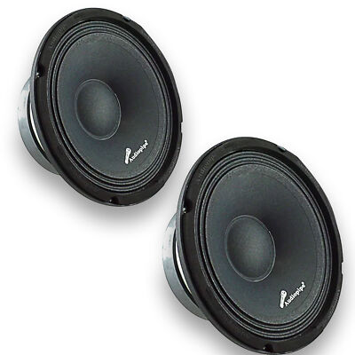 Pair Audiopipe 8 Mid Bass Loud Speaker 1000W 8 ohms 2 Voice Coil Black