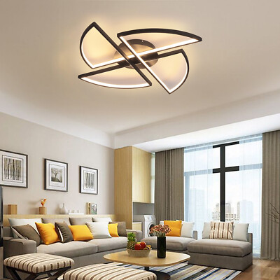 46W Modern Flush Mount Ceiling Light Dimmable LED Chandelier Lamp with Remote US