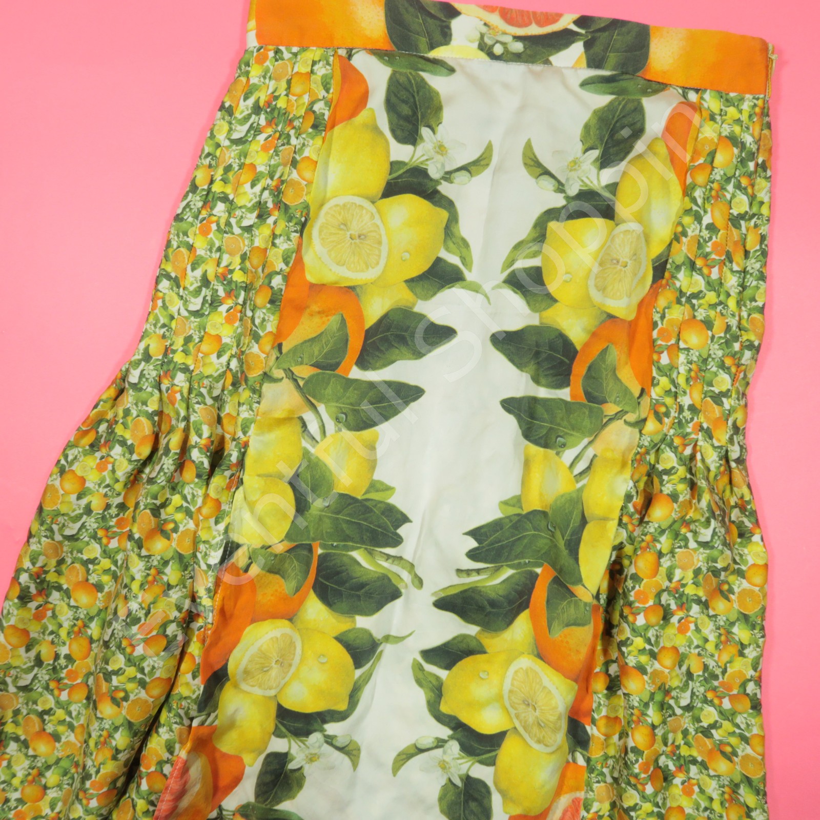 Stella McCartney Lemon Citrus Print Silk Midi Skirt Womens