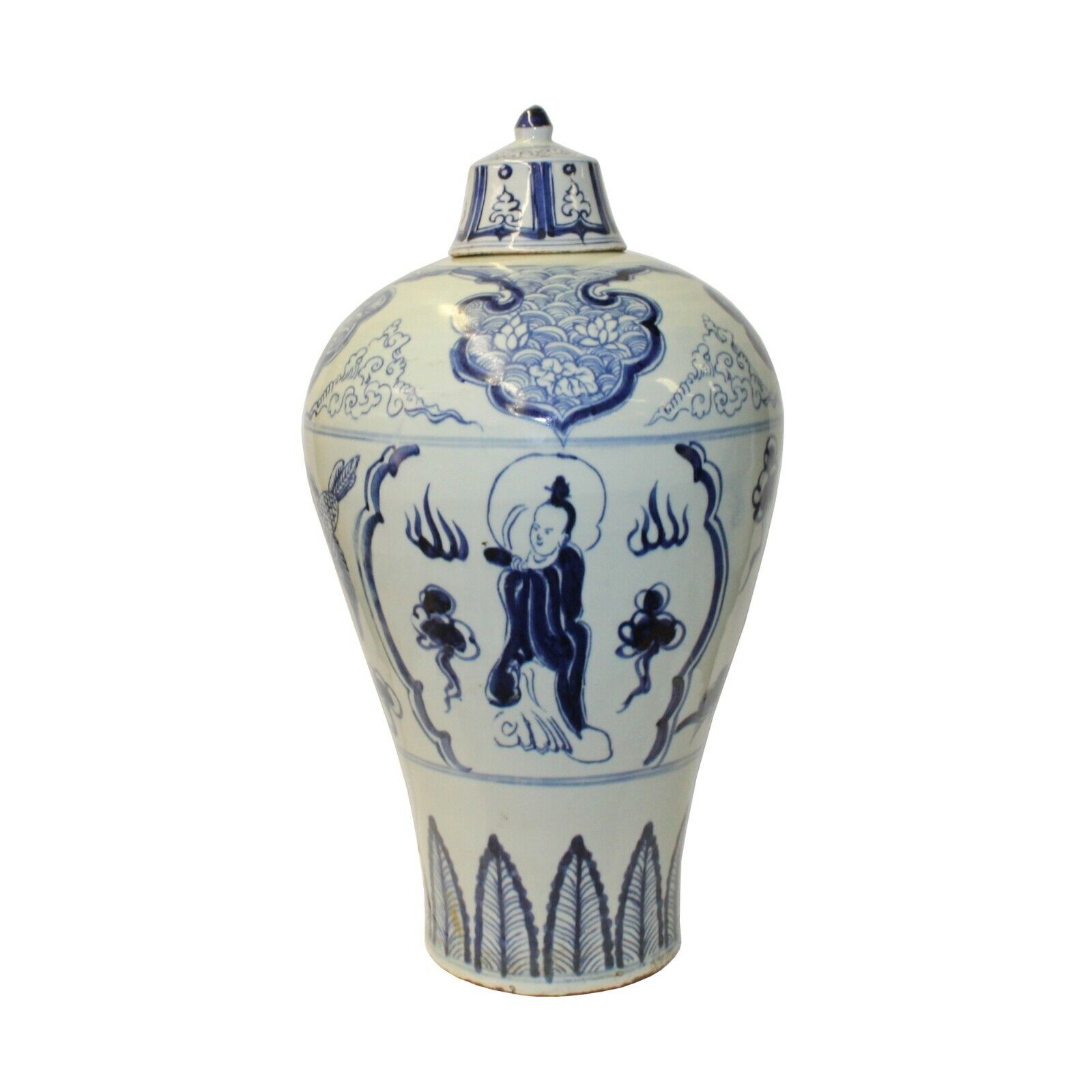 Chinese Blue White Round Porcelain Scenery Meiping Plum Jar ws809S Chinese Blue White Round Porcelain Scenery Meiping Plum Jar ws809S