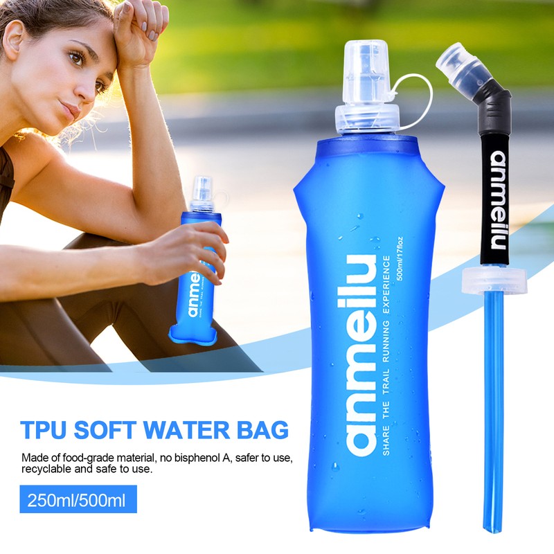 TPU Foldable Soft Water Bottle Plastic Sports Water Bag For 