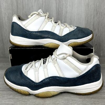 Nike Mens Air Jordan 11 Retro Low White Snakeskin Navy Sz 11 CD6846-102 2019