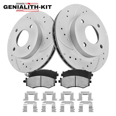 Front Drilled Slotted Rotors + Ceramic Brake Pads for 2002-2006 Nissan Sentra