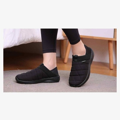 KUBUA Slippers for Men and Womens Indoor House Shoes Plush Slip on Black