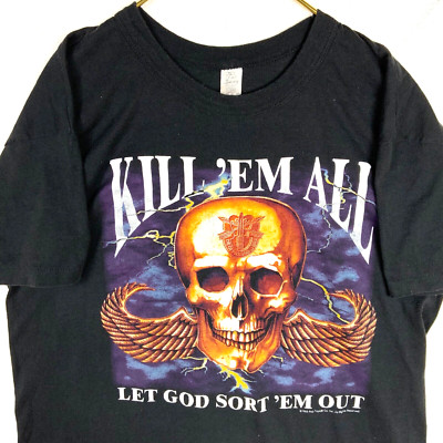 Vintage Usmc Kill Em All Let God Sort Em Out T-Shirt Extra Large 1995 Black 90s