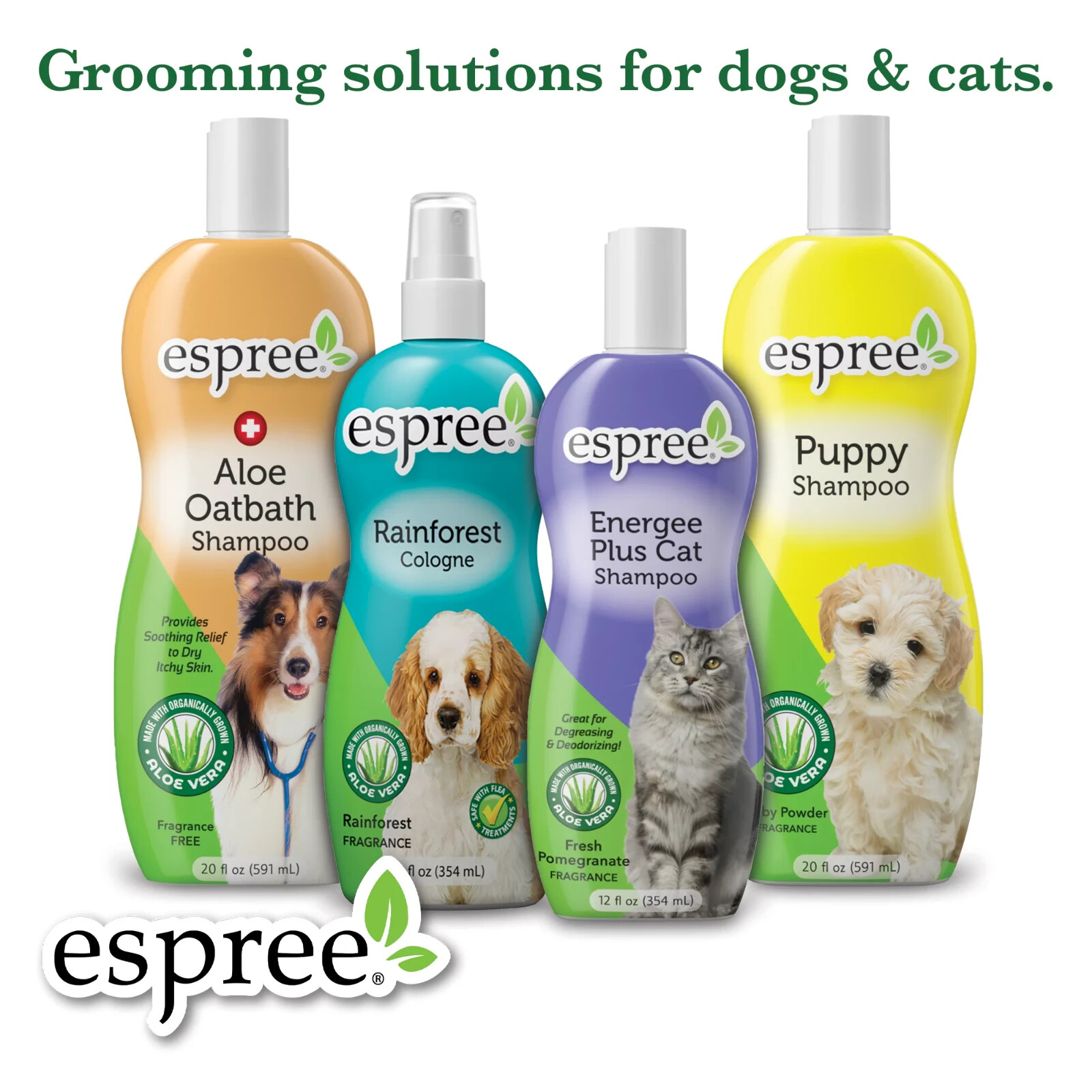 Espree Natural Pet Dog Rainforest Shampoo for Dogs Organic Aloe Vera 12 Oz. 3 Pk