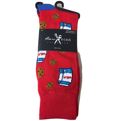 Marc Ecko Milk & Cookies Novelty Socks Size 6-12 Men s Crew New Tags AR266