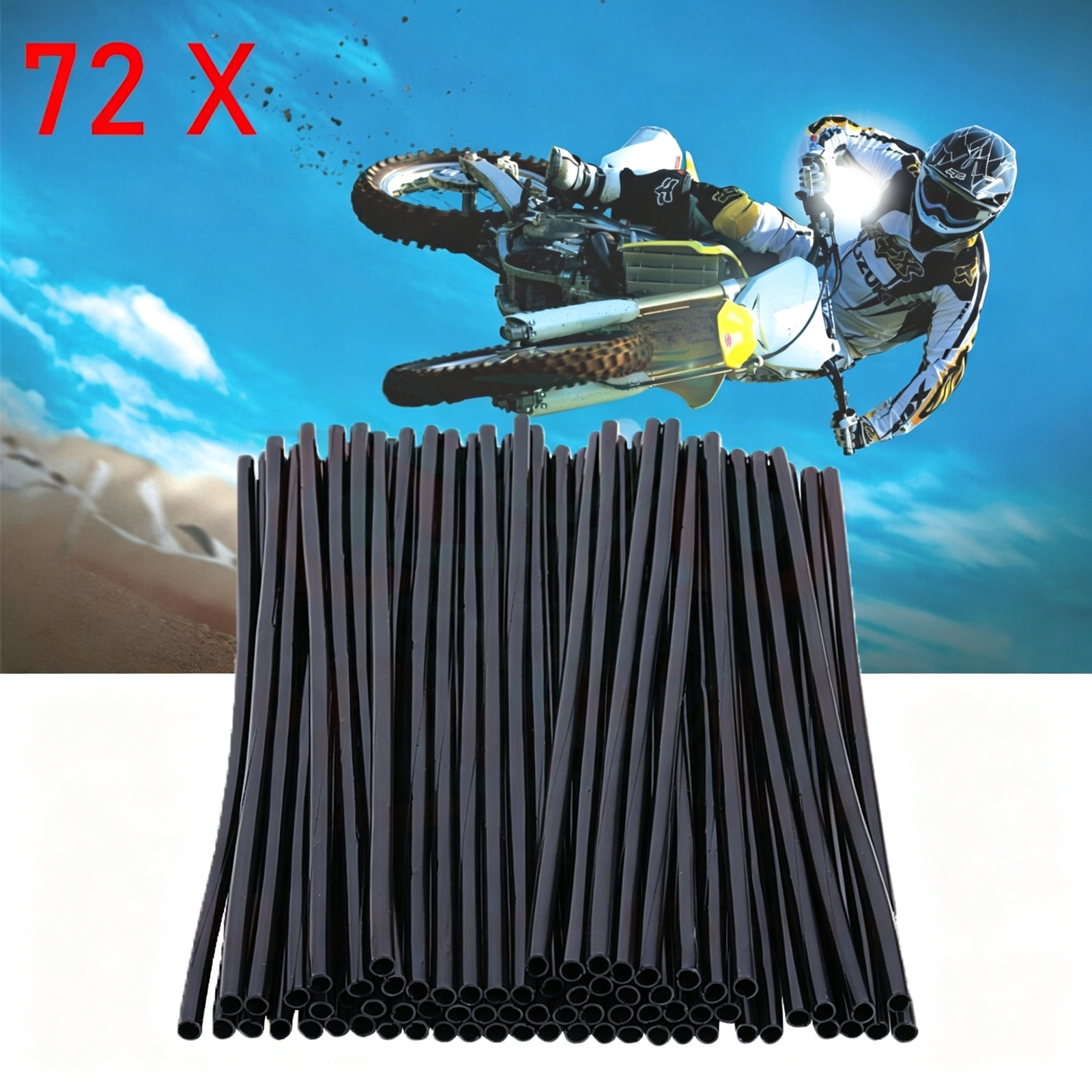 72Pcs Dirt Bike Spoke Cover Skins Wraps Wheel Rims Guard Protector Motocross