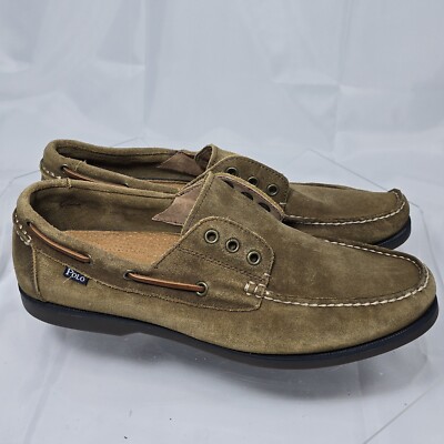 Polo Ralph Lauren Bedminster Men 12 D Slip On Taupe Suede Boat Shoes 1934 J11