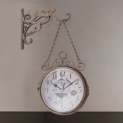Double Sided Wall Clock Vintage Metal Clock European Style Hanging Clock 7.7Inch
