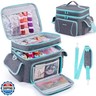 AMOIGEE Double-Layer Sewing Storage Bag – Sturdy Sewing Organizer Tote with Shoulder Strap, Elastic Loops and Adjustable Dividers for Sewing Supplies, Tools and Accessories – Versatile Sewing Box and Basket