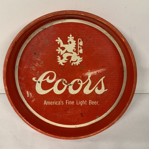 Coors beer 赤色トレイ 約33cm Vintage Red Metal Coors Serving Tray - America's Fine Light