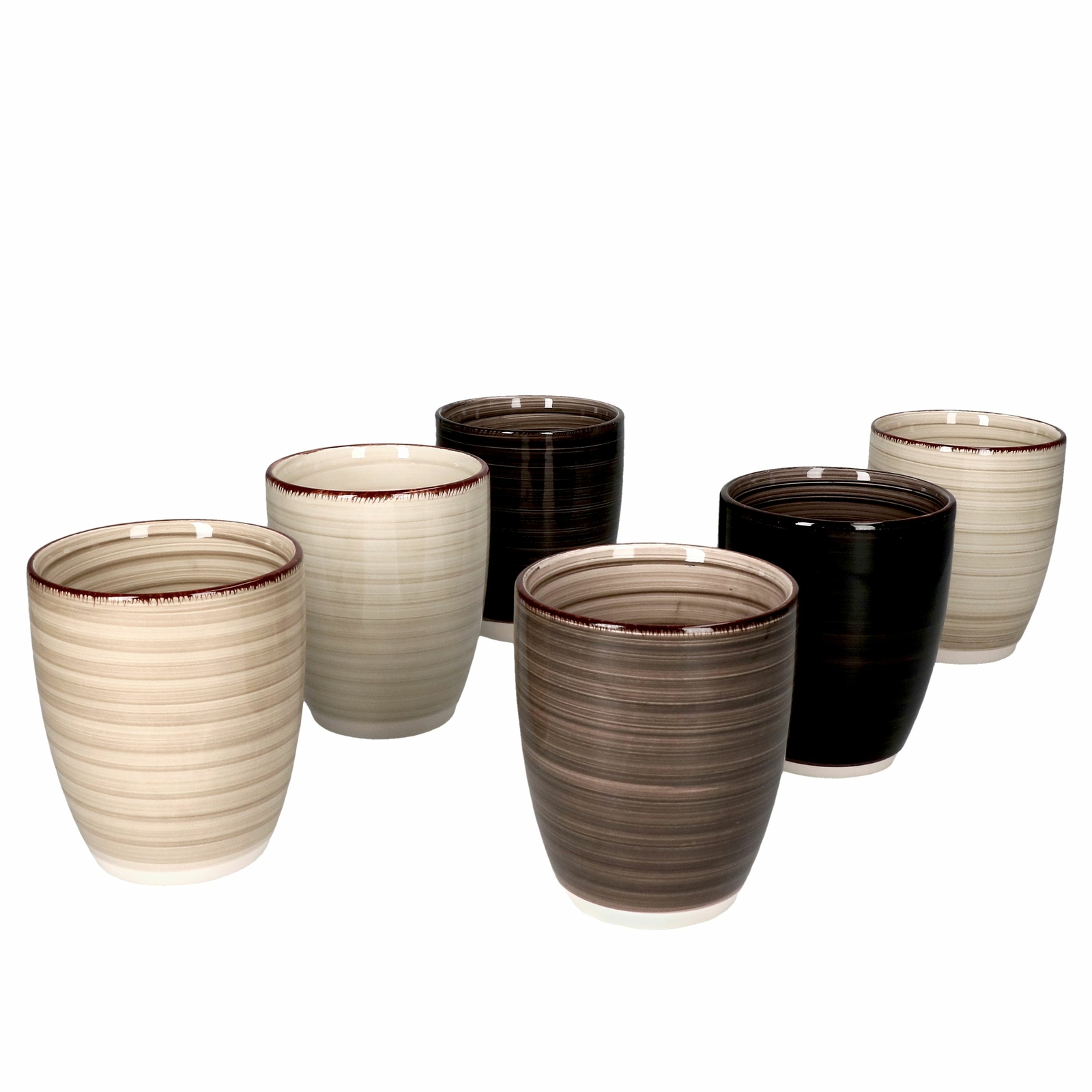 6er Set Grey Baita Kaffeebecher Grau 350ml ohne Henkel Trinkbecher Tasse Pott