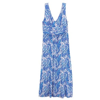 LILLY PULITZER Sloane Maxi Dress Baha Blue Bird is the Word Flamingo Size LARGE
