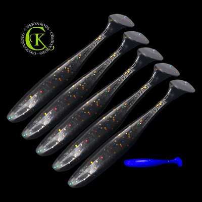 5x 7,5cm Easy Shad UV Shiner Stint Kauli Jigkopf Jig Shad Gummifisch Zander NEW8