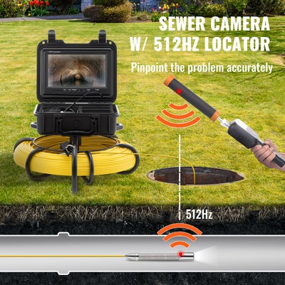 9" 300ft /91.5m Sewer Camera Pipe Inspection Camera w/ 512hz Sonde