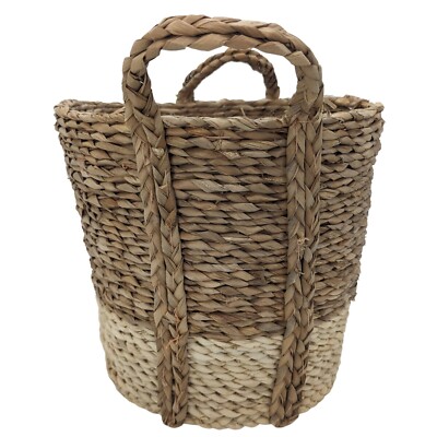 Two Toned wicker basket Seagrass with handles