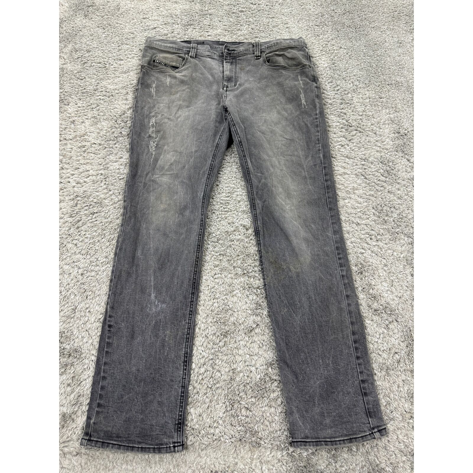 Empyre Jeans Mens 38x32 Black Distressed Straight Stretch Empyre Jeans Mens 38x32 Black Distressed Straight Stretch